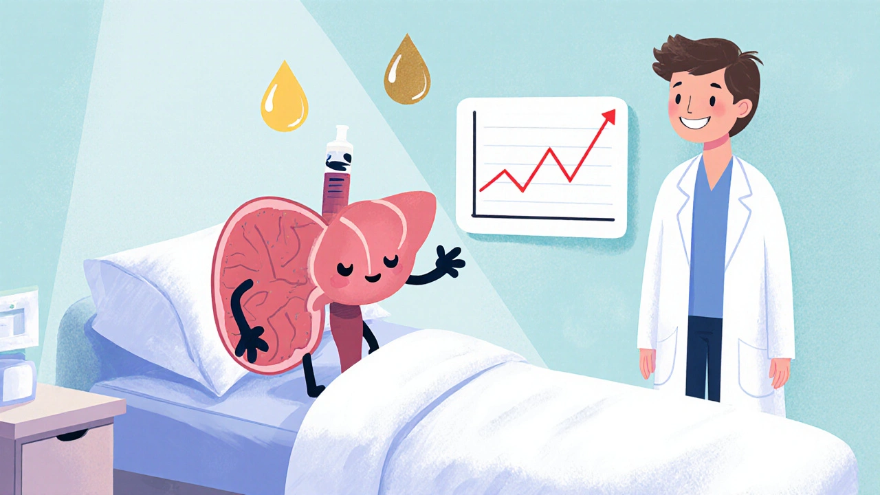 An adrenal gland receiving a tiny injection as blood droplets show cortisol response levels.