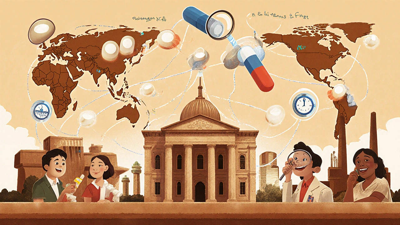 Generic pills travel globally to the FDA, where inspectors ensure safety before reaching patients worldwide.