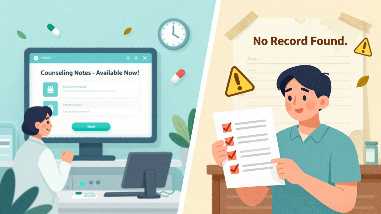 Contrasting pharmacies: one with digital counseling access, one without