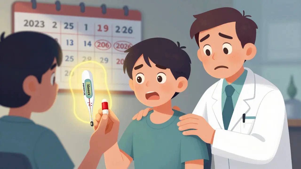 A patient comparing extended-release and generic pills, with blood sugar levels fluctuating nearby.