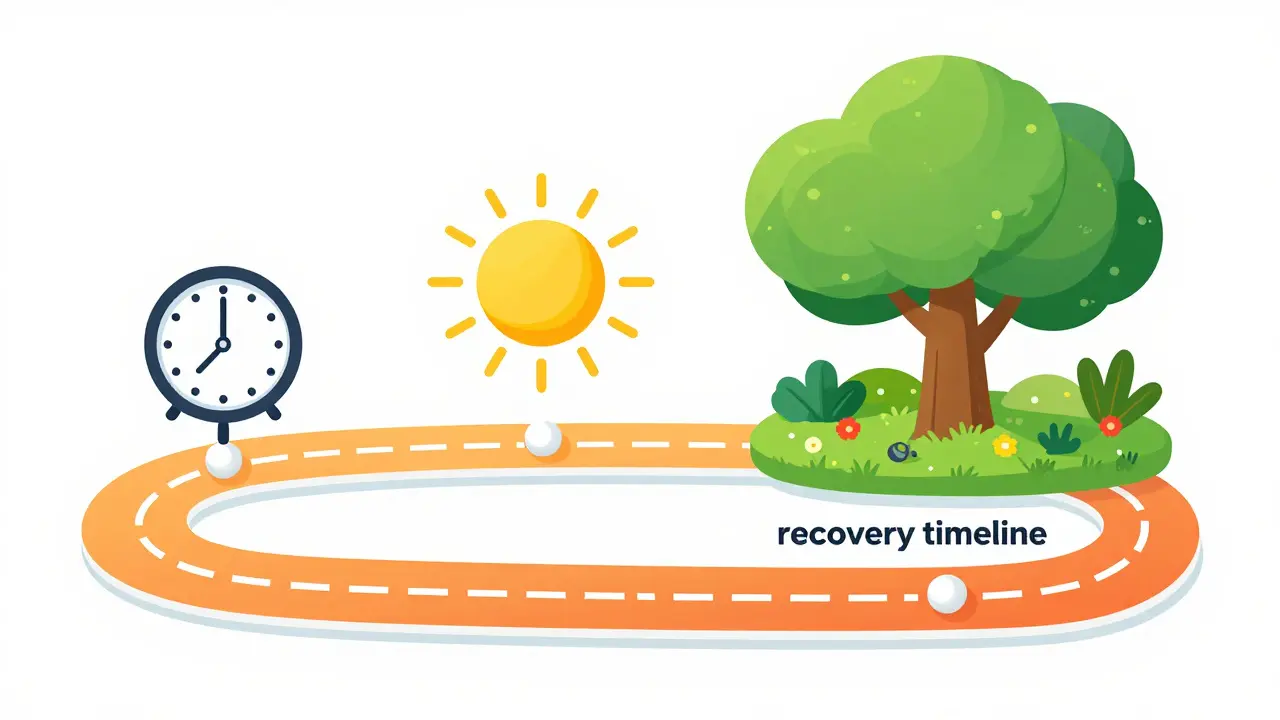 A colorful winding path showing the milestones of heart recovery after quitting smoking